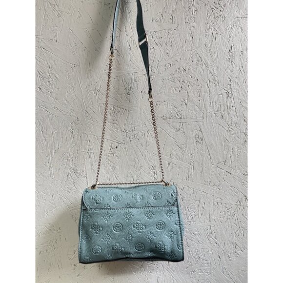 GUESS Cresidia logo embossed convertible small shoulder crossbody bag -Teal - Picture 5 of 14